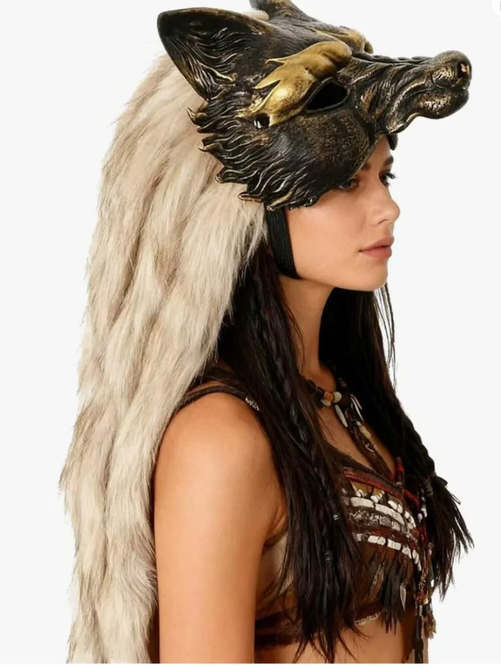 Viking Fur Wolf Mask
